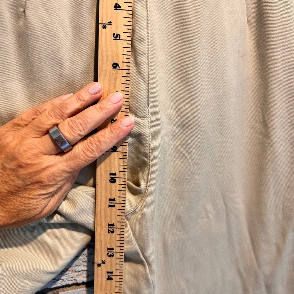 LL Bean Flannel Lined Chino Pants Khaki Tan Floral Print High Rise Tapered 8 Reg - Picture 7 of 7